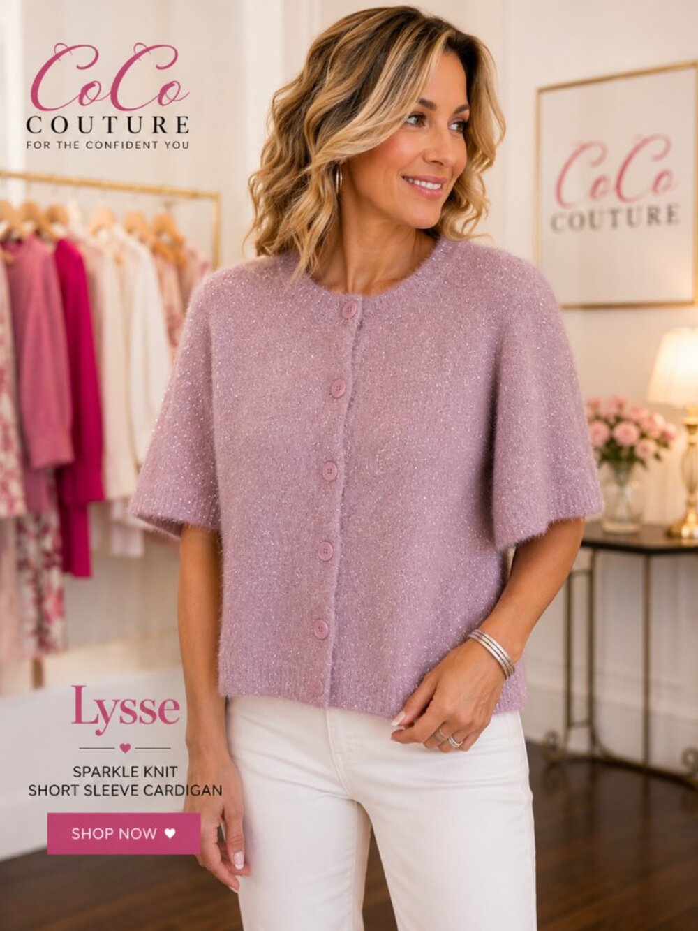 24-3959-M7 Blush Sweater Short Sleeves by LYSSE - Picture 1 of 1